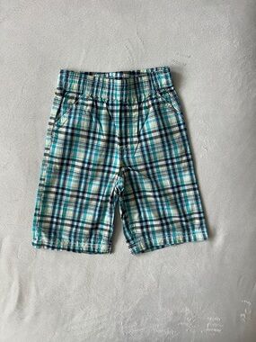 Koala Kids Teal, Navy & White Plaid Pull-On Shorts